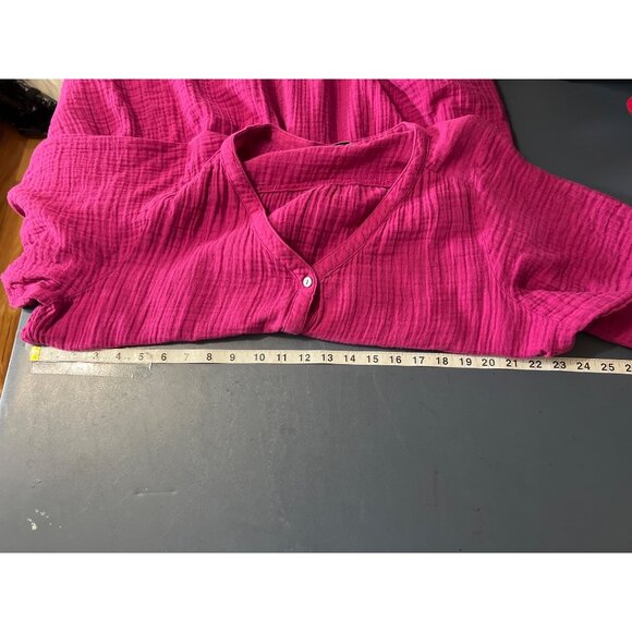 Sonoma Womens Button-Down Dress 2X Purple 100% Cotton V-Neck Beachy Resort - Picture 4 of 11